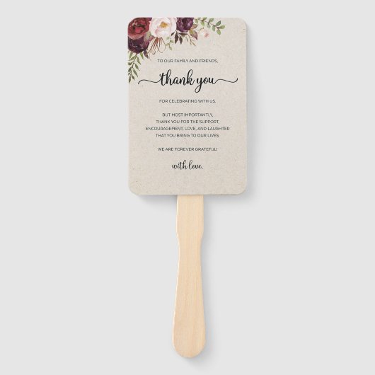 Éventail Set of Fans (​Elegant Rustic Marsala Floral Save) (Devant)