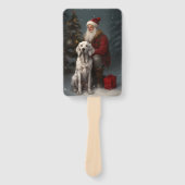 Éventail Setter anglais avec Noël Festif du Père Noël (Devant)