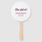 Éventail She did it simple black classy modern graduation (Dos)