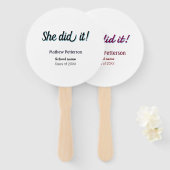 Éventail She did it simple black classy modern graduation (Devant et derrière)