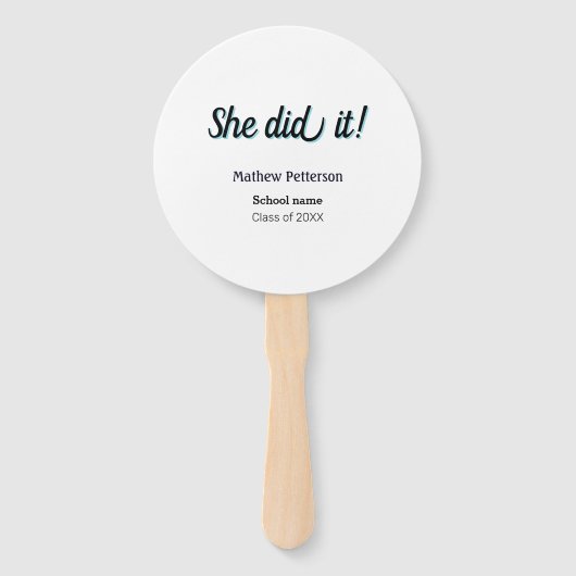 Éventail She did it simple black classy modern graduation (Devant)