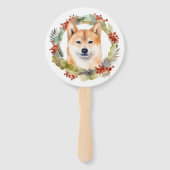 Éventail Shiba Inu Festive de la couronne de Noël Coupe (Dos)