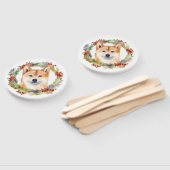 Éventail Shiba Inu Festive de la couronne de Noël Coupe (Non-assemblé)