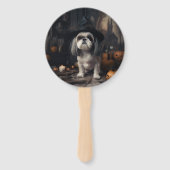 Éventail Shih Tzu Citrouilles Halloween effrayant (Dos)