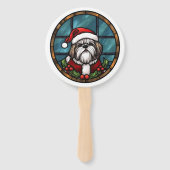 Éventail Shih Tzu Vitrail de Noël (Dos)