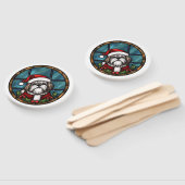 Éventail Shih Tzu Vitrail de Noël (Non-assemblé)