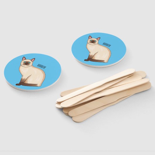 Éventail Siamese cat cartoon (Non-assemblé)