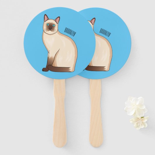 Éventail Siamese cat cartoon (Devant et derrière)