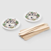 Éventail Sibérie Husky Christmas Wreath Festive Pup (Non-assemblé)