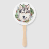 Éventail Sibérie Husky Christmas Wreath Festive Pup (Devant)