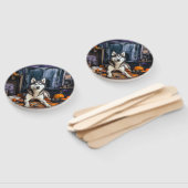 Éventail Sibérie Husky Citrouille Halloween effrayant (Non-assemblé)