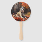 Éventail Sibérie Husky en automne Feuilles automne Inspire  (Devant)