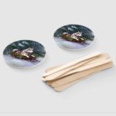 Éventail Sibérien Husky neige de Noël hiver (Non-assemblé)