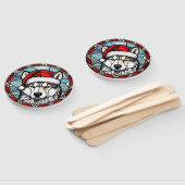 Éventail Sibérien Husky Vitrail Noël (Non-assemblé)