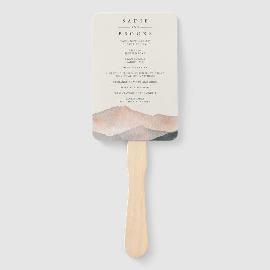 Éventail Sierra Dusk | Desert Mountain Wedding Program (Devant)