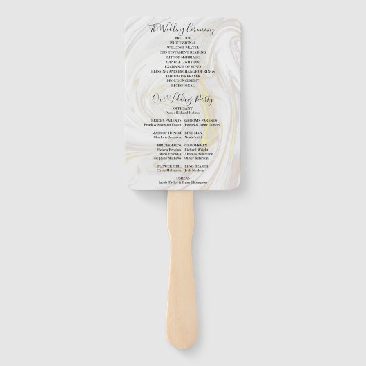 Éventail Signature Script Marble Wedding Programme (Dos)