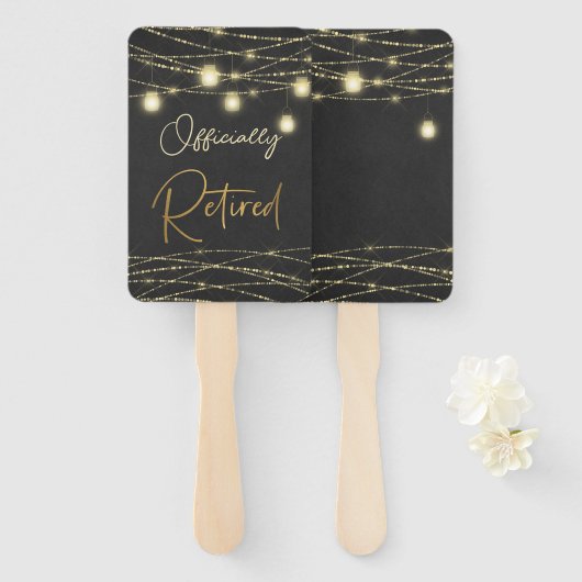 Éventail Signe de retrait de script noir or (Devant et derrière)