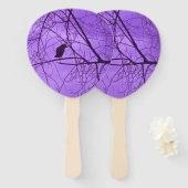 Éventail Silhouette de corbeau noir assis dans les arbres v (Devant et derrière)