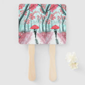 Éventail Silhouette humaine Rainy Path avec parapluie rouge (Devant et derrière)