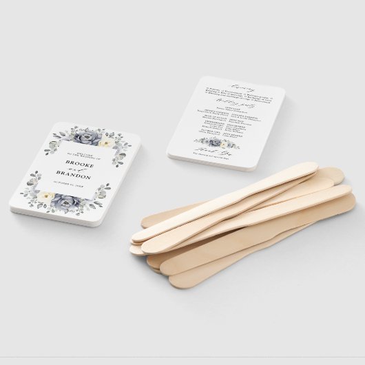 Éventail Silver Grey Ivory Floral Winter Wedding Programme (Non-assemblé)