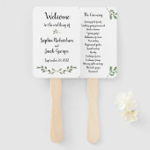 Éventail Simple aquarelle Verdure et Script | MARIAGE (Devant et derrière)