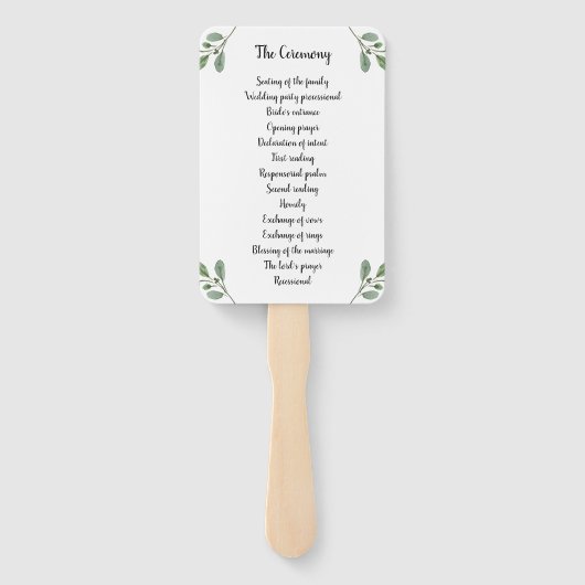 Éventail Simple aquarelle Verdure et Script | MARIAGE (Dos)