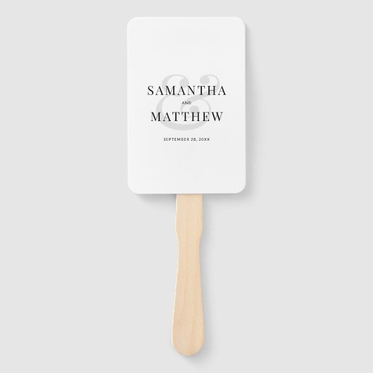 Éventail Simple Black & White Minimalist Wedding Program (Devant)