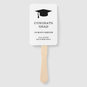 Éventail Simple Black White Mortar Board Modernité Graduati (Devant)