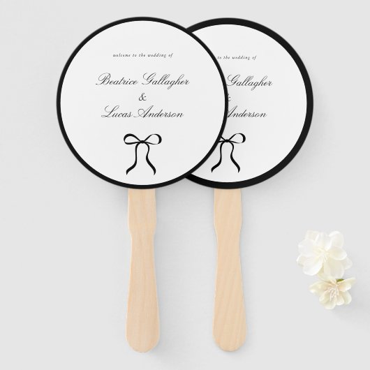 Éventail Simple Bow Classic Wedding (Devant et derrière)