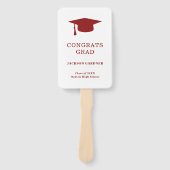 Éventail Simple Burgundy Mortar Board Modernité Graduation (Devant)