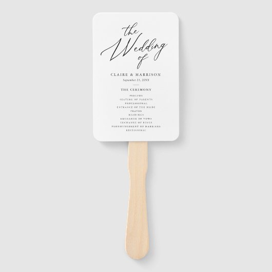 Éventail Simple Elegant Calligraphy Wedding Programme (Devant)