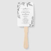 Éventail Simple Elégant Floral Black White Wedding Programm (Devant)