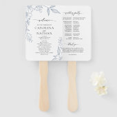 Éventail Simple élégant Floral Dusty Blue Wedding Programme (Devant et derrière)