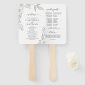 Éventail Simple Élégant Floral Sage Green Wedding Programme (Devant et derrière)