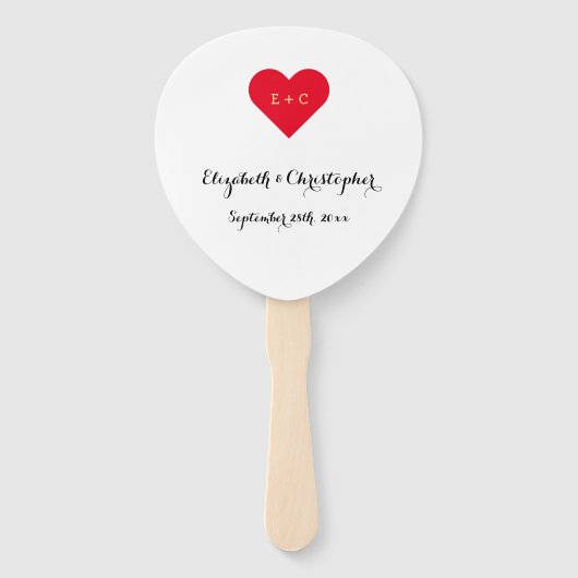 Éventail Simple élégant Mariage personnalisé Monogram Heart (Devant)