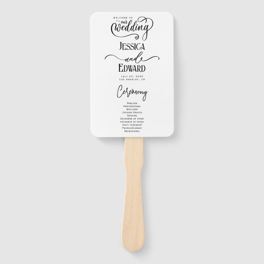 Éventail Simple Élégant Noir Blanc Moderne Programme de Mar (Devant)