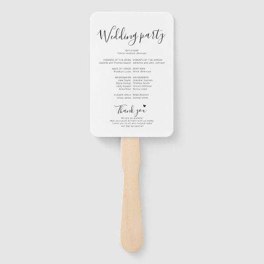 Éventail Simple Elegant Script Mariage programme de cérémon (Dos)