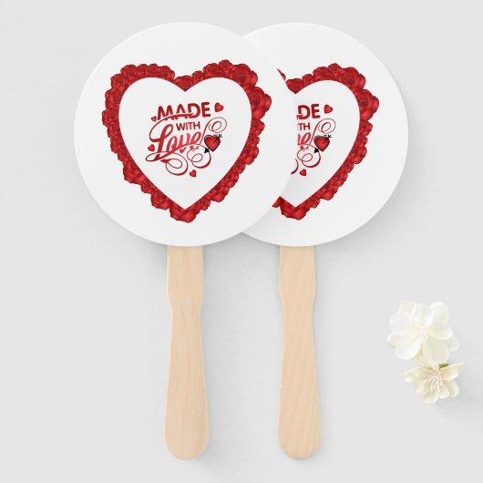 Éventail Simple Fabriqué Avec Citation Amoureuse Valentine  (Devant et derrière)