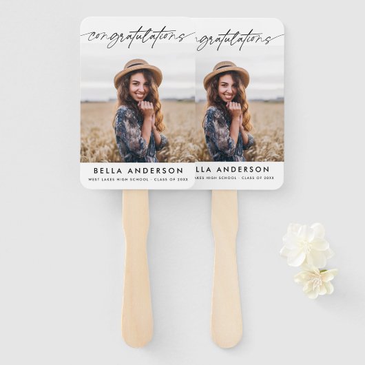 Éventail Simple Félicitations Graduation Script Photo (Devant et derrière)