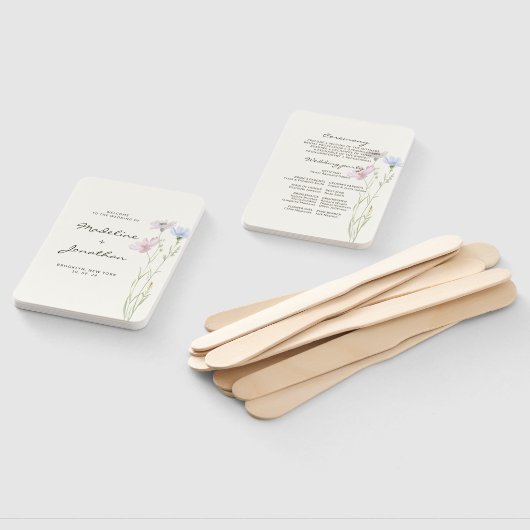 Éventail Simple Fleur sauvage botanique Programme de mariag (Non-assemblé)