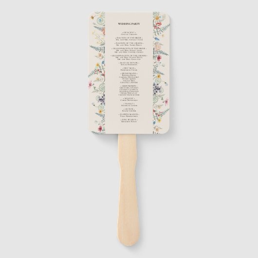Éventail Simple Fleur sauvage Fern Beige Wedding Programme (Dos)