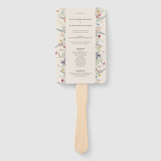 Éventail Simple Fleur sauvage Fern Beige Wedding Programme (Devant)