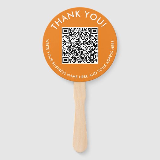 Éventail Simple Merci Orange Website Scan QR Code Photo (Devant)