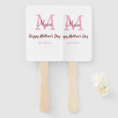 Éventail simple minimum de jour mère monogramme nom rose te (Devant et derrière)