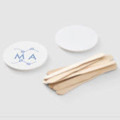 Éventail Simple monogram add your name letter blue leaf (Non-assemblé)