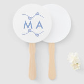 Éventail Simple monogram add your name letter blue leaf (Devant et derrière)