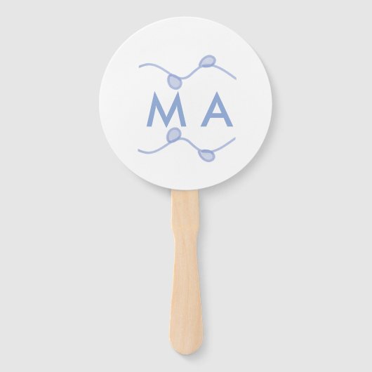 Éventail Simple monogram add your name letter blue leaf (Devant)