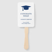 Éventail Simple Navy Blue Mortar Board Modernisation gradua (Devant)