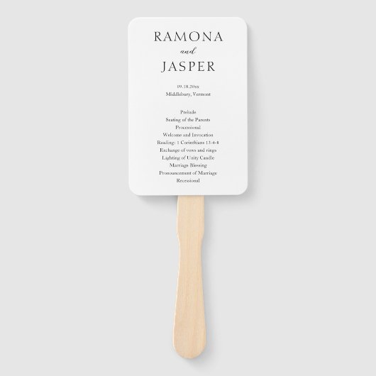 Éventail Simple Noir et Blanc Gras Programme de mariage mod (Devant)