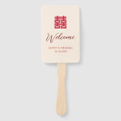 Éventail Simple rouge beige moderne programme de mariage ch (Devant)